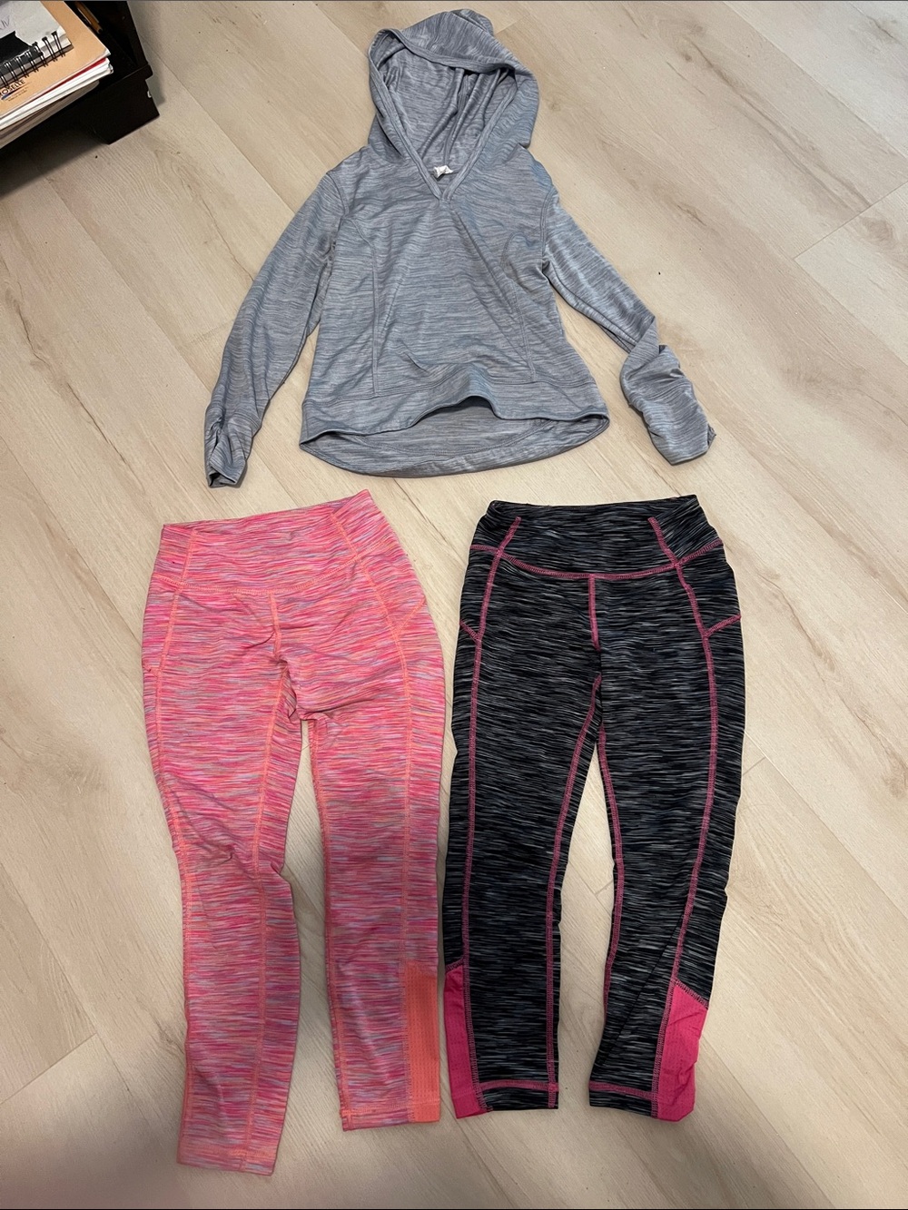 Danskin Pink Heather & Black Heather Leggings with Pink Accents